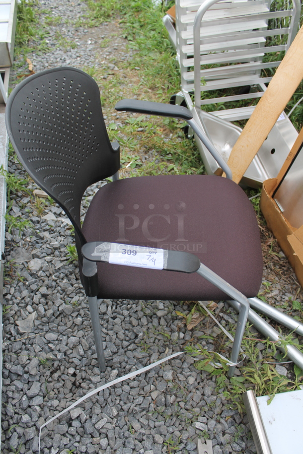4 Black and Maroon Chairs w/ Arm Rests. 4 Times Your Bid! - Image 4 of 4