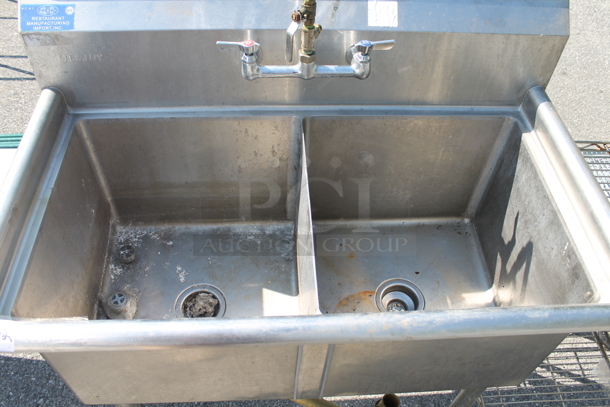Stainless Steel Commercial 2 Bay Sink w/ Faucet and Handles. Bays 18x18 - Image 2 of 5
