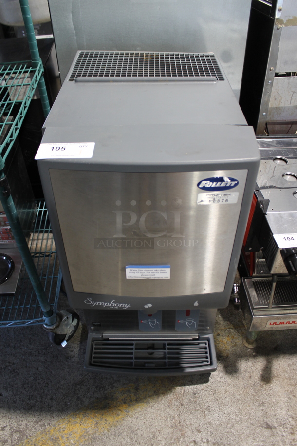 Follett Symphony Plus Stainless Steel Commercial Countertop Ice Machine and Dispenser.