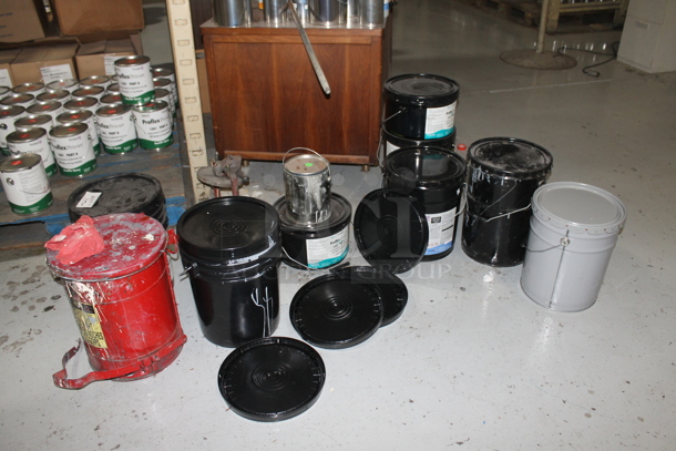 ALL ONE MONEY! Lot of Various Buckets Including Proflex Primer Clear Blue. BUYER MUST REMOVE. - Image 1 of 6
