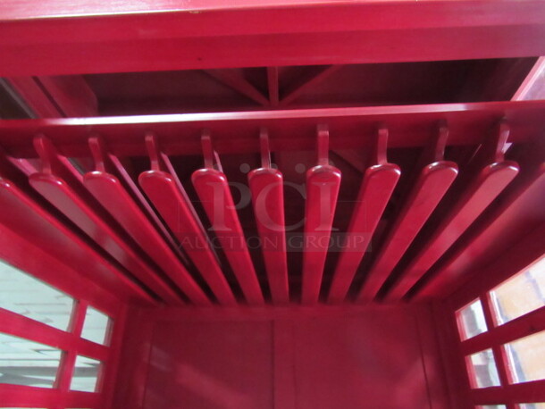 One AWESOME English Phone Booth/Bar, With 1 Shelf And Overhead Stem Glass Racks. 47X48X94.5 - Image 3 of 5