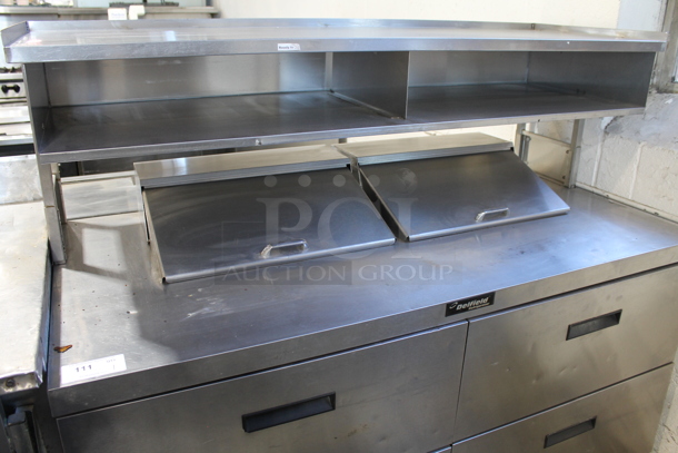 Delfield UCD4464N-12-DD5 Stainless Steel Commercial Sandwich Salad Prep Table Bain Marie Mega Top w/ 4 Drawers and 2 Tier Over Shelf. 115 Volts, 1 Phase. Tested and Working! - Image 2 of 8