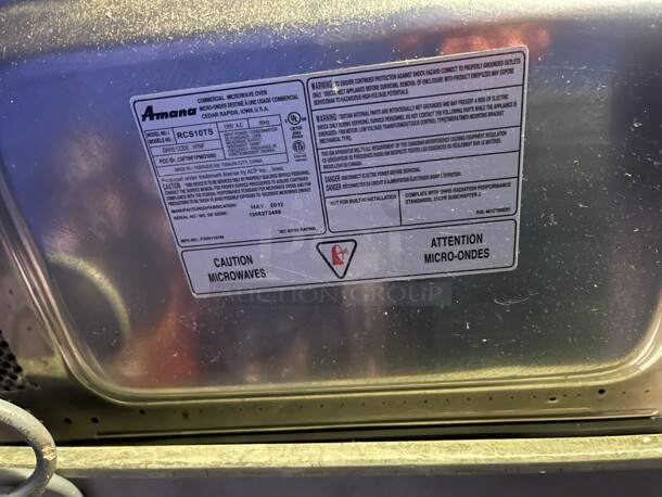 Amana RCS10TS Stackable Commercial Microwave with Push Button Controls - 120V, 1000W Tested and Working! - Image 8 of 8
