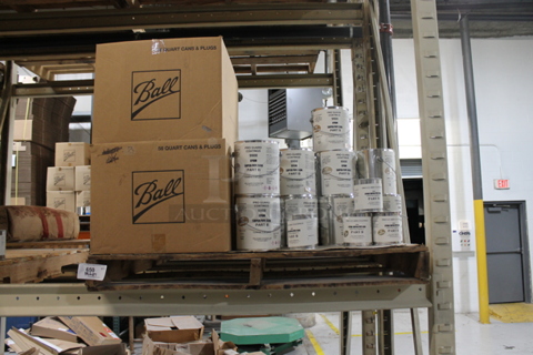 ALL ONE MONEY! PALLET LOT of Various Items Including Pro Guard Super Pipe Seal Part B and Ball Tins. BUYER MUST REMOVE.