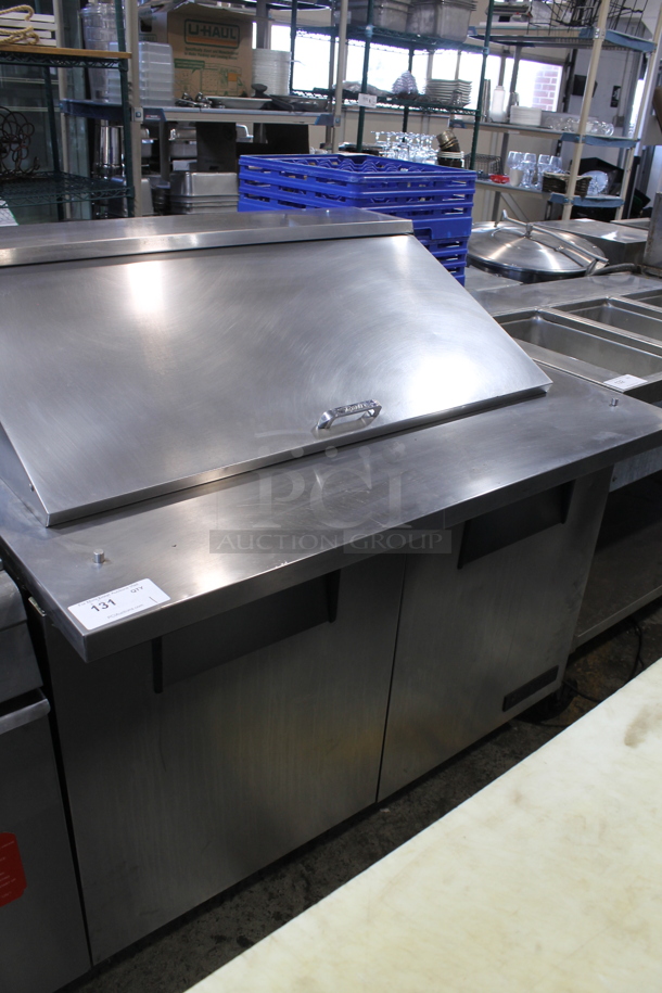 2012 True TSSU-48-18M-B Stainless Steel Commercial Sandwich Salad Prep Table Bain Marie Mega Top on Commercial Casters. 115 Volts, 1 Phase. - Item #1098122