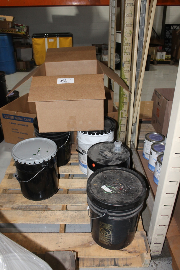 ALL ONE MONEY! PALLET LOT of Various Items Including Pro Guard Moisture Cure Thinner. BUYER MUST REMOVE. - Image 1 of 4