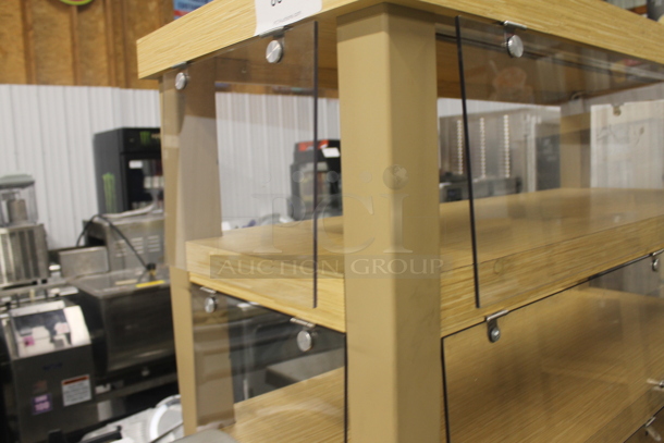 Wood Pattern 5 Tier Shelving Unit w/ Poly Doors. - Image 4 of 6