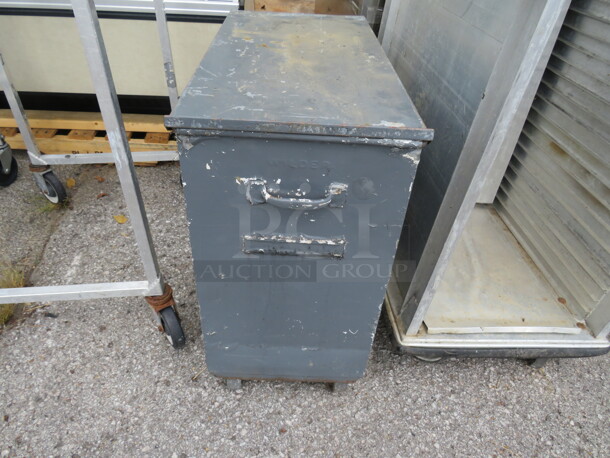 One Metal Ingredient Bin On Casters. 14.5X30X27 - Image 1 of 1