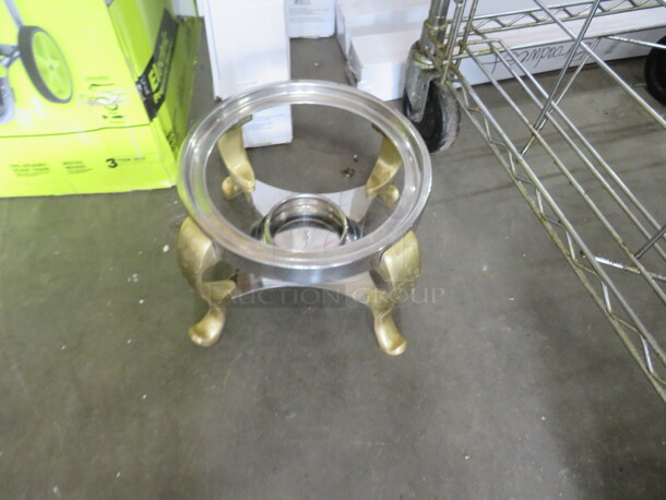 One Stainless Steel Beverage Stand With Gold Trim - Image 2 of 2