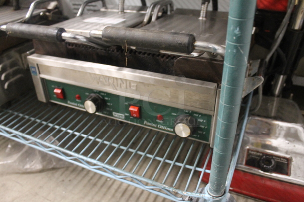 Waring WPG300 Stainless Steel Commercial Countertop Double Panini Press. 240 Volts, 1 Phase.  - Image 3 of 6