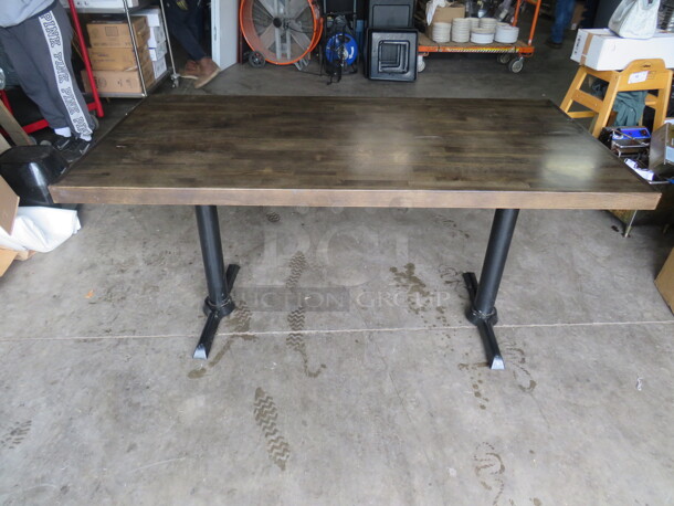 One Wooden Look Laminate Table Top On A Dual Pedestal Base. 60X30X30.