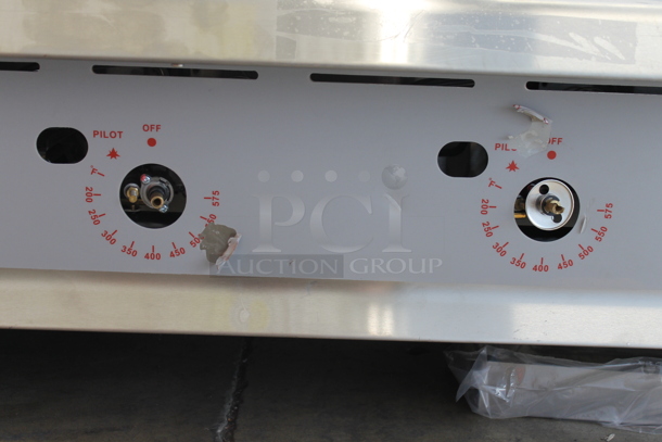BRAND NEW SCRATCH AND DENT! 2022 Cooking Performance Group CPG 351GTCPG48NL Stainless Steel Commercial Countertop Natural Gas Powered Flat Top Griddle w/ Thermostatic Controls. 120,000 BTU.  - Image 2 of 7
