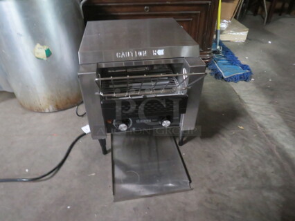 One Stainless Galaxy Conveyor Toaster. Model# 177GCT10. 120 Volt. 1750 Watt. 14.5X22X16.5. LOOKS NEW!