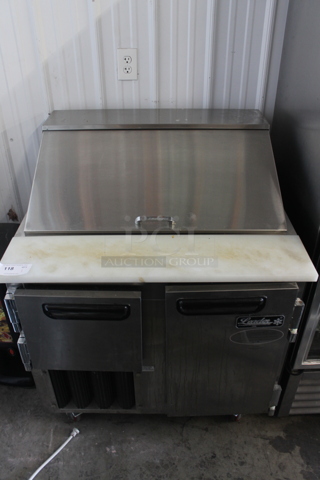 2017 Leader LM36 S/C Stainless Steel Commercial Sandwich Salad Prep Table Bain Marie Mega Top on Commercial Casters. 115 Volts, 1 Phase. Cannot Test - Unit Trips Breaker
