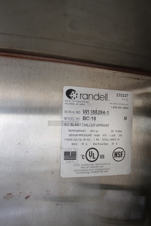 2015 Randell BC-18 Stainless Steel Commercial Blast Chiller w/ 4 Probes. 115/230 Volts, 1 Phase. - Image 5 of 5