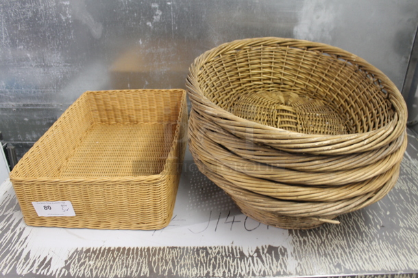 5 Various Wicker Style Baskets. Includes 27x22x7. 5 Times Your Bid! - Image 1 of 5