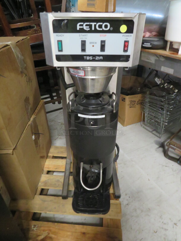 One Fetco Brewer With 1.5 Gallon Satellite.  Model# TBS-21A. 120 Volt.