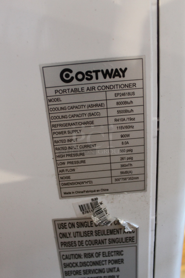 BRAND NEW SCRATCH AND DENT! Costway EP24618US Portable Air Conditioner on Casters. 115 Volts, 1 Phase. Tested and Working! - Image 7 of 7
