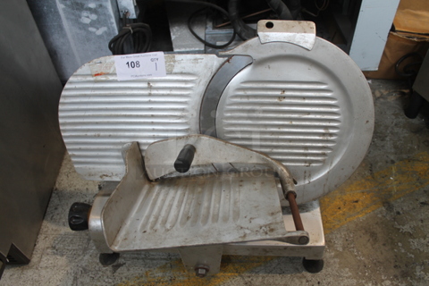 Stainless Steel Commercial Countertop Meat Slicer w/ Blade Sharpener. 115 Volts, 1 Phase. Tested and Does Not Power On