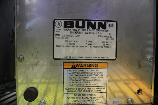 Bunn Model WL2 Stainless Steel Commercial Countertop 2 Tier 2 Burner Coffee Machine. 120 Volts, 1 Phase. 8x18x5. Tested and Working! - Image 4 of 4