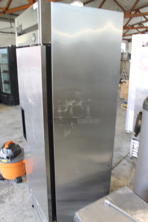 True T-19 Stainless Steel Commercial Single Door Reach In Cooler w/ Poly Coated Racks on Commercial Casters. 115 Volts, 1 Phase. Tested and Powers On But Does Not Get Cold - Image 3 of 8