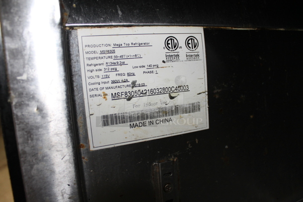 2016 Atosa MSB8305 Stainless Steel Commercial Sandwich Salad Prep Table Bain Marie Mega Top on Commercial Casters. 115 Volts, 1 Phase. Tested and Working! - Image 6 of 7