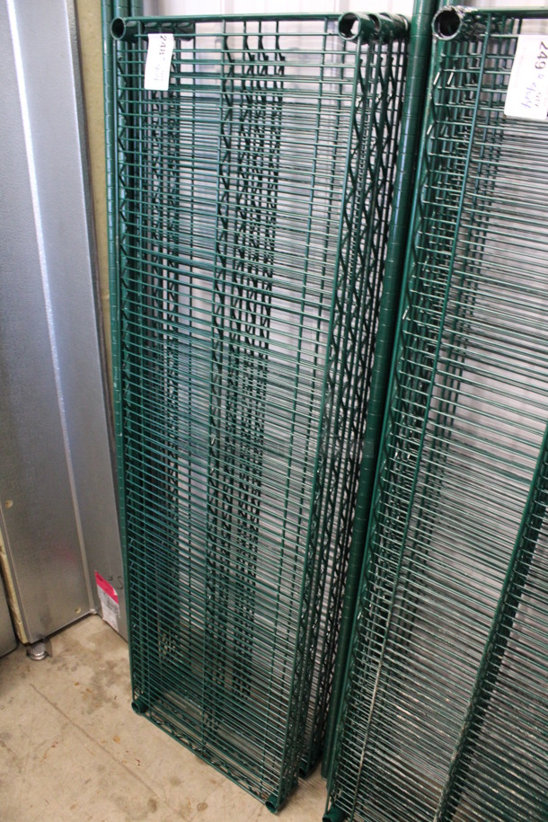 ALL ONE MONEY! Lot of 4 Green Finish Shelves and 4 Green Finish Poles! 60x18x1.5, 87" - Image 2 of 4