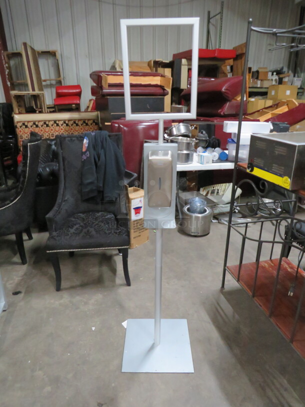 One NEW Sanitize Station Including A Stainless Steel Bradley 27oz Automatic Foam/Liquid Dispenser. Assembly Required.  - Image 1 of 1