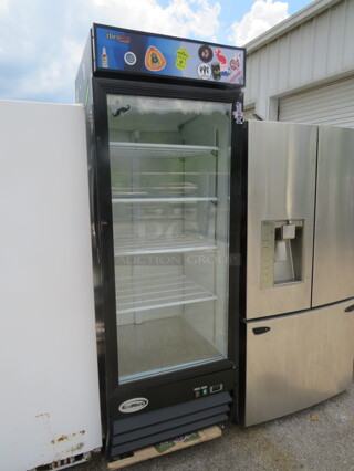 One Cool More 1 Door Glass Display Cooler With 4 Racks. Model# MDR-1D-23C. 115 Volt. 28X32X78.5