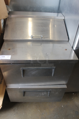 True TSSU-27-08D-2 Stainless Steel Commercial Sandwich Salad Prep Table Bain Marie Mega Top w/ 2 Drawers on Commercial Casters. 115 Volts, 1 Phase. Tested and Working!