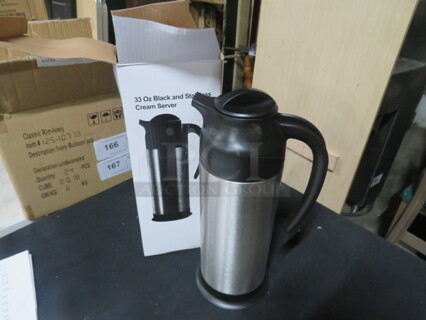 One NEW 33oz Stainless Steel Supera 33oz Creamer. #CRSV-33.