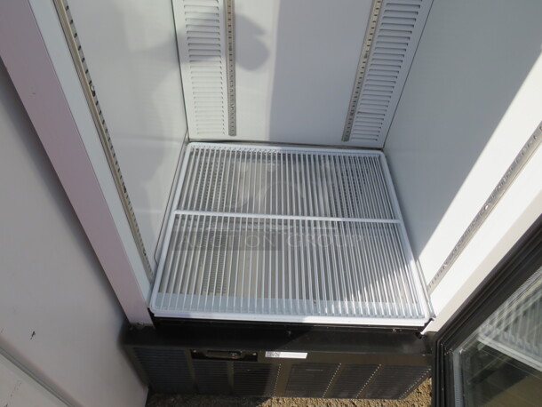 One Habco 1 Door Glass Display Refrigerator With 2 Racks. LOOKS NEW! 115 Volt. Model# SE18. 24X25X79. - Image 2 of 3