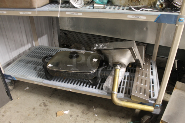 ALL ONE MONEY! Lot of 3 Tiers of Various Items Including Turbochef Kickplate, Baking Pans and Sink. Does Not Include Shelving Unit. - Image 2 of 5