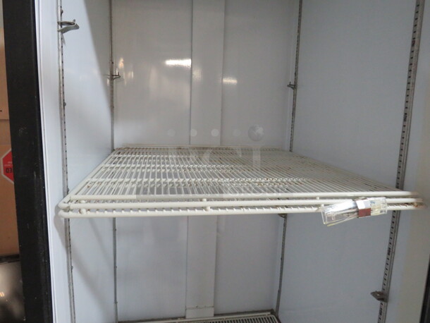 One WORKING Beverage Air 1 Door Glass Display Refrigerator With 3 Racks. Bottom Hinge Needs Adjustment. 115 Volt. 30X34X78.5 - Image 2 of 3