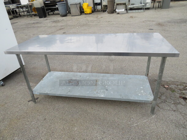 One Stainless Steel Table With Under Shelf. 72X30X34 - Image 1 of 2