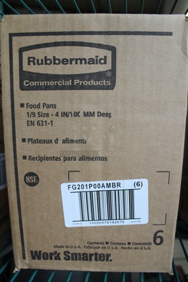 6 Boxes of 6 BRAND NEW! Boxes of Rubbermaid FG201P00AMBR Amber Poly 1/9 Size Drop In Bins. 1/9x4. 6 Times Your Bid! - Image 5 of 6