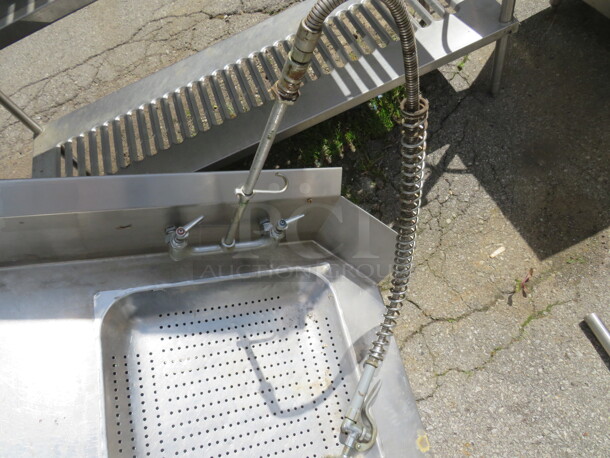 One Stainless Steel Dirty Side Dishwasher Table With Drain Tray Faucet And Hose Sprayer. 60X30X45 - Image 3 of 3