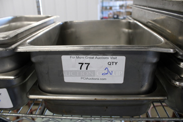 2 Stainless Steel 1/2 Size Drop In Bins. 1/2x2, 1/2x6. 2 Times Your Bid!