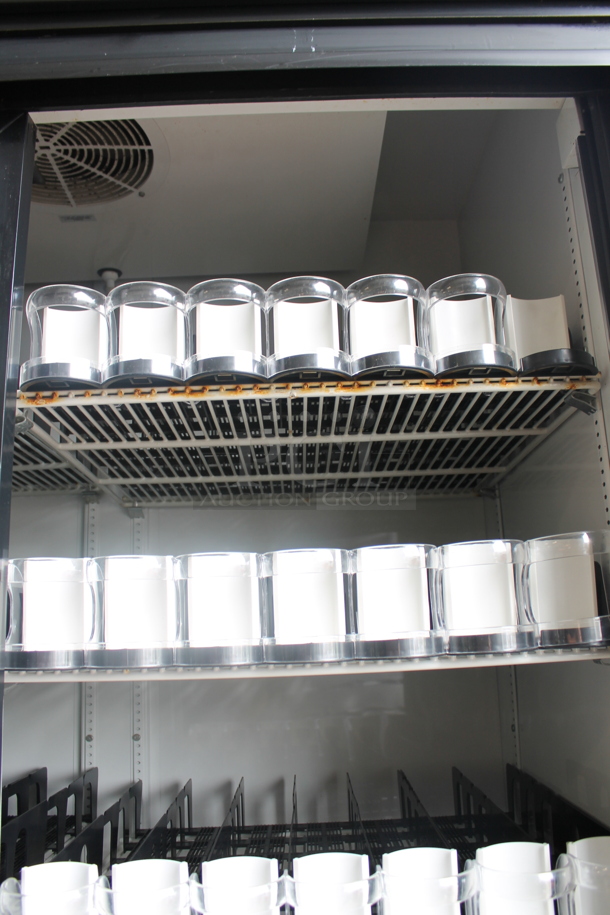 2012 True GDM-45EM-LD ENERGY STAR Metal Commercial 2 Door Reach In Cooler Merchandiser w/ Poly Coated Racks and Drink Sliders. 115 Volts, 1 Phase. Tested and Working! - Image 6 of 10