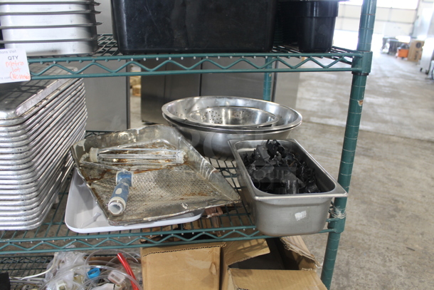 ALL ONE MONEY! Metro Lot of Various Items Including Metal Half Size Baking Pans, Stainless Steel Drop In Bins, Poly Trays. Does Not Include Shelving Unit. - Image 9 of 11