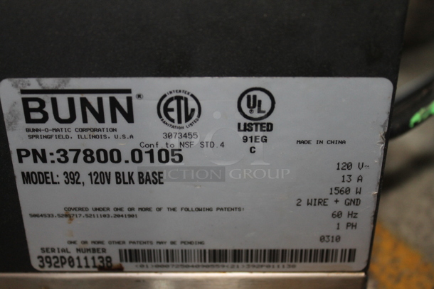 2010 Bunn 392 Metal Commercial Countertop 2 Burner Coffee Machine. 120 Volts, 1 Phase. - Image 4 of 4
