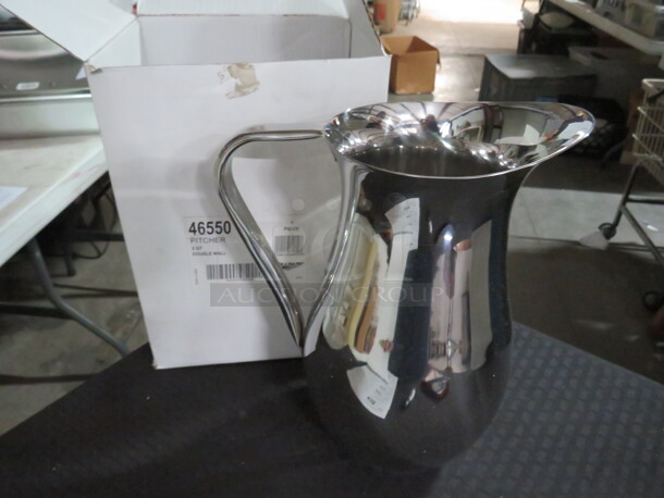 One NEW Vollrath 64oz Double Wall  Stainless Steel Water Pitcher. #46550 - Image 1 of 1