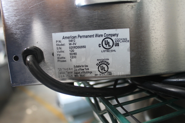 APW Wyoff W-3V Commercial Stainless Steel Electric Countertop Food Warmer 120V, 1 Phase. Tested and Working! - Image 5 of 6
