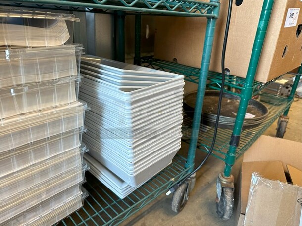ALL ONE MONEY! Lot of 29 White Poly Long Trays - Image 2 of 4