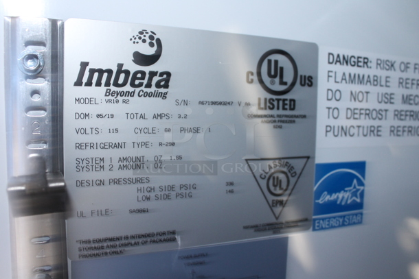 Imbera VR10 R2 ENERGY STAR Metal Commercial Single Door Reach In Cooler Merchandiser w/ Poly Coated Racks. 115 Volts, 1 Phase. Tested and Working! - Image 3 of 4