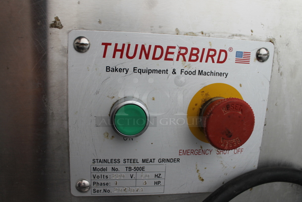 Thunderbird TB-500E Stainless Steel Commercial Countertop Meat Grinder w/ Tray. 220 Volts, 1 Phase. - Image 5 of 8