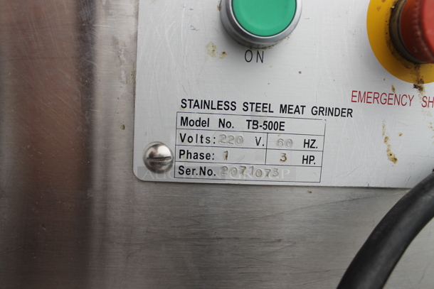 Thunderbird TB-500E Stainless Steel Commercial Countertop Meat Grinder w/ Tray. 220 Volts, 1 Phase. - Image 6 of 8