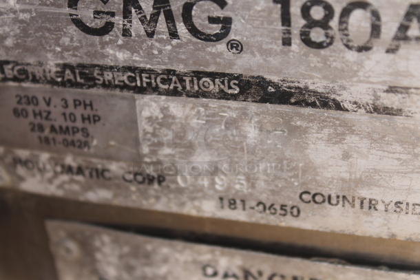 Hollymatic GMG 180A Metal Commercial Floor Style Meat Mixer Grinder w/ Pedal. 230 Volts, 3 Phase.  - Image 9 of 9