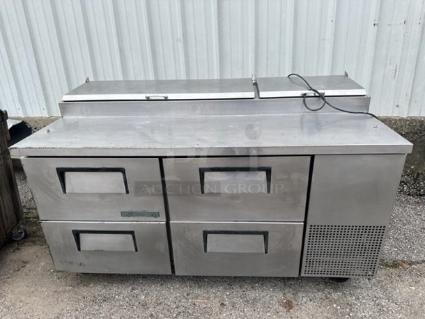One True 4 Drawer Refrigerated Prep Table On Casters. Model# TPP-67D-4. 115 Volt.  - Image 1 of 1