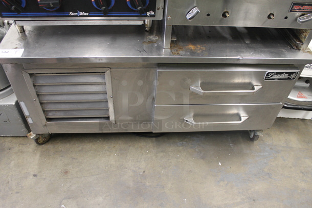 Leader Commercial Stainless Steel 2-Drawer Chef Base on Commercial Casters. Cannot Test Due To Plug Style